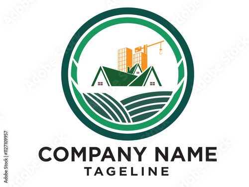 Constraction logo design with a circle shape