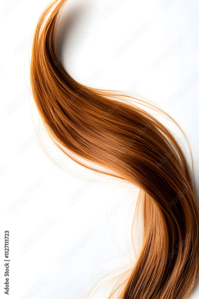 Flowing long curly strand of hair, isolated on white background Flowing long curly strand of hair, isolated on white background