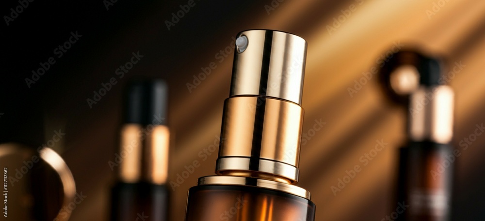Gold-Capped Perfume Bottle Macro Shot Gold-Capped Perfume Bottle Macro Shot
