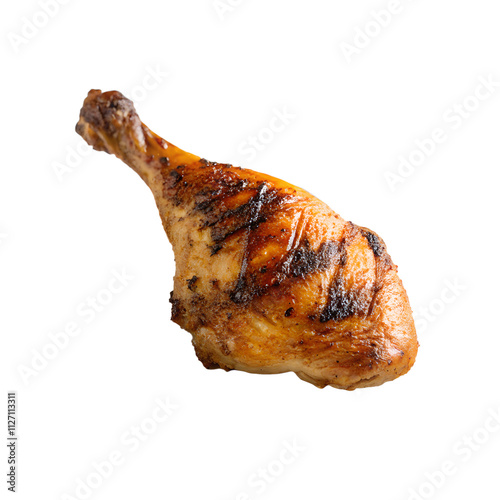 grilled chicken leg on a white background