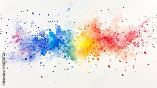 Bright colorful watercolor splash splatter stain brush strokes on white background. Modern vibrant aquarelle spot. Aquarelle explosion on white. Element. Vector watercolor illustration isolated design