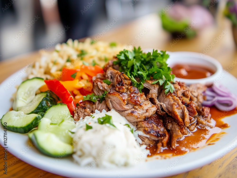 Kebab presented in a delicious and appetizing manner Kebab presented in a delicious and appetizing manner