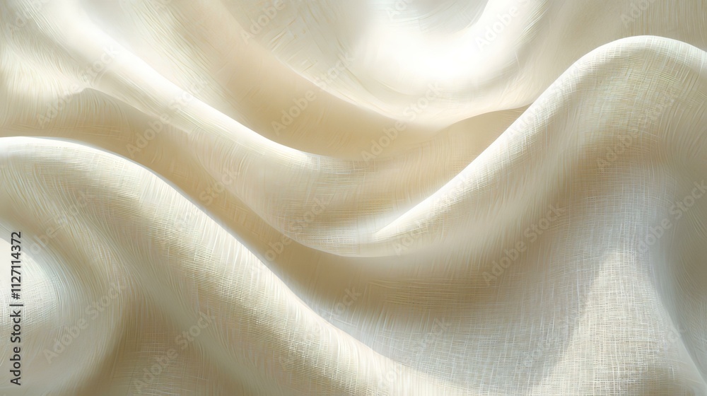 Elegant Draped Fabric: A Textured Beige Textile Elegant Draped Fabric: A Textured Beige Textile