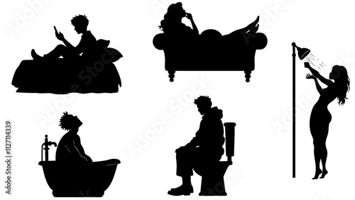 Stylish silhouettes set of daily life