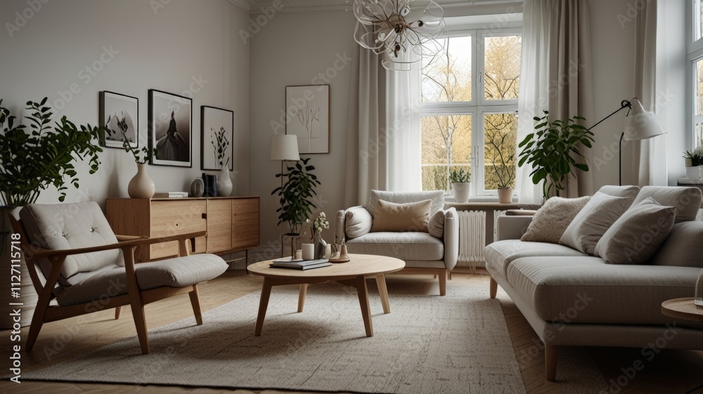A stylish living room adorned with plants, modern furniture, and natural light pouring through large windows, evoking a warm, airy, and inviting feel. A stylish living room adorned with plants, modern furniture, and natural light pouring through large windows, evoking a warm, airy, and inviting feel.