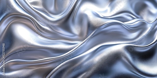 Abstract silver fabric waves, elegant flowing silk texture background.