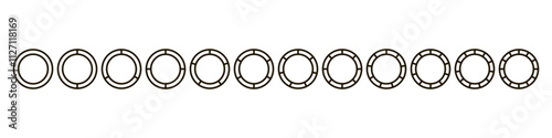 Circles divided diagram 3, 10, 7, graph icon pie shape section chart. Segment circle round vector 6, 9 devide infographic.	