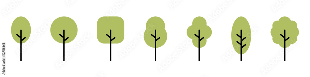 Big set of minimal trees linear icons. Vector illustration Big set of minimal trees linear icons. Vector illustration