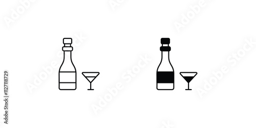 Wine Bottle set icon with white background vector stock illustration