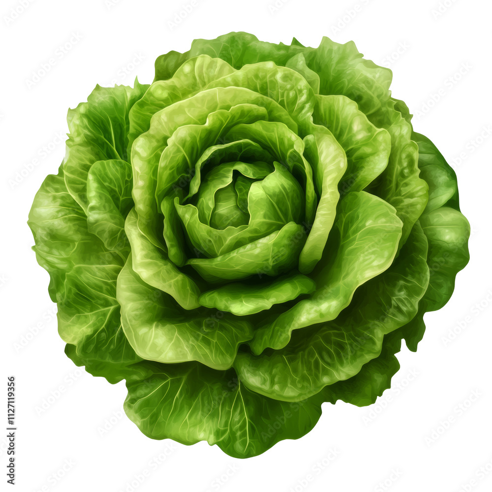 Obraz premium a green lettuce head 3d render icon isolated on transparent background cutout