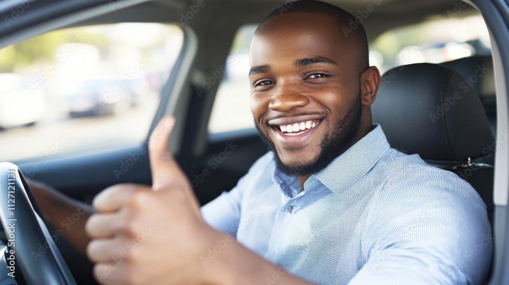 Happy Man Driving a Car Happy Man Driving a Car