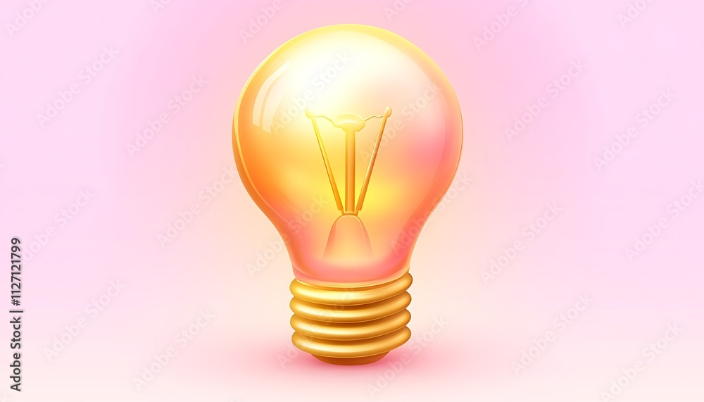 A radiant bulb emoji clipart with soft golden tones glowing on a pastel pink gradient A radiant bulb emoji clipart with soft golden tones glowing on a pastel pink gradient