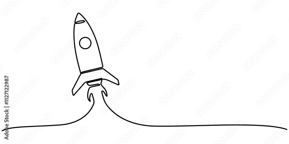 Continuous Line Drawing of Spaceship Icon. Hand Drawn Symbol Vector Illustration, Continuous one line drawing of rocket ship launch. One line drawing illustration of rocket. Space ship concept. Continuous Line Drawing of Spaceship Icon. Hand Drawn Symbol Vector Illustration, Continuous one line drawing of rocket ship launch. One line drawing illustration of rocket. Space ship concept.