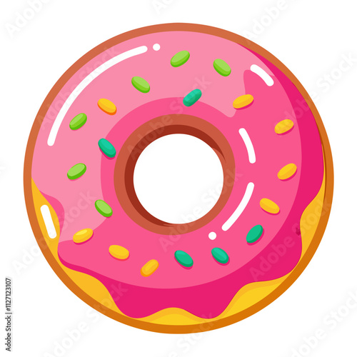 "Colorful Donut Clip Art on White Background - Vector Illustration"