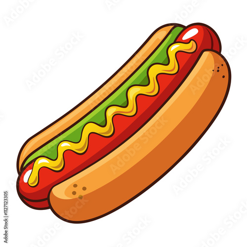 "Delicious Hot Dog Clip Art on White Background - Vector Illustration"