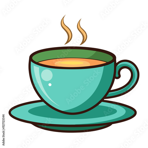 "Tea Cup Clip Art on White Background - Vector Illustration"