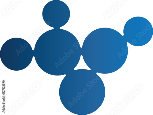 Metaball of geometric shape. Connected figures of liquid molecules. Minimalistic abstract shape. Isolated vector design element.