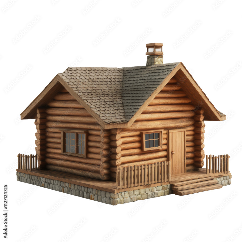 a brown log cabin 3d render icon isolated on transparent background cutout a brown log cabin 3d render icon isolated on transparent background cutout