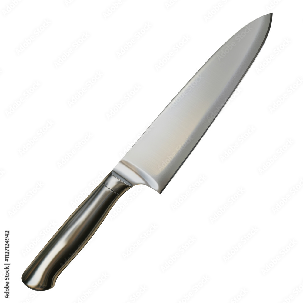 a silver chef's knife 3d render icon isolated on transparent background cutout a silver chef's knife 3d render icon isolated on transparent background cutout