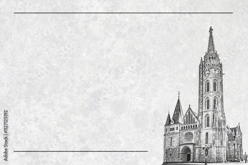 Photos Matthias church in Budapest  monochrome vintage card