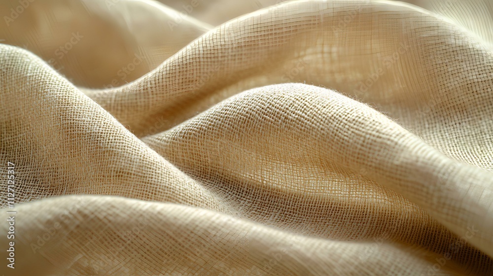 Textured Beige Fabric: A Close-Up Study of Linen's Softness and Drape Textured Beige Fabric: A Close-Up Study of Linen's Softness and Drape