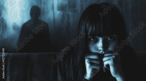 A Child's Fearful Gaze: A Portrait of Mystery and Dread