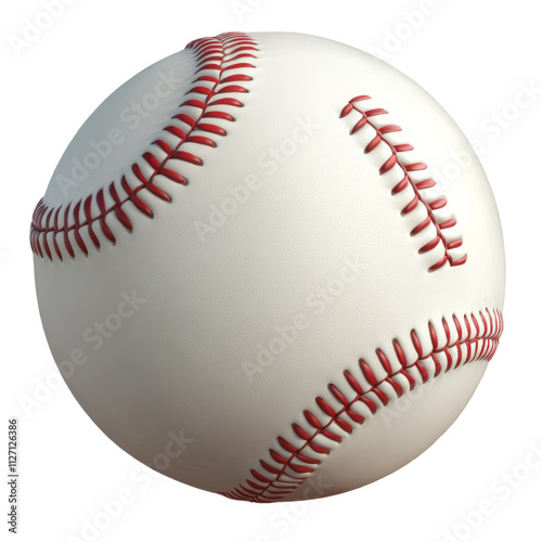 a white baseball with red stitching 3d render icon isolated on transparent background cutout photo