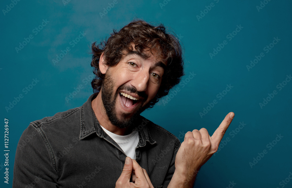 young adult bearded man with a copy space young adult bearded man with a copy space