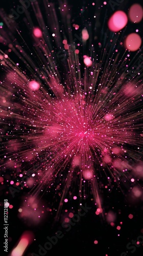 Pink Glitter Explosion with Fireworks and Sparkling Visual Effects