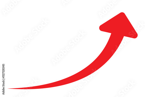 red arrow. Red curve arrow vector. Red arrow icon in isolated background.