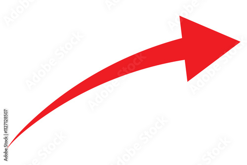 red arrow. Red curve arrow vector. Red arrow icon in isolated background.