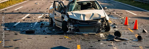 broken car on the road accident