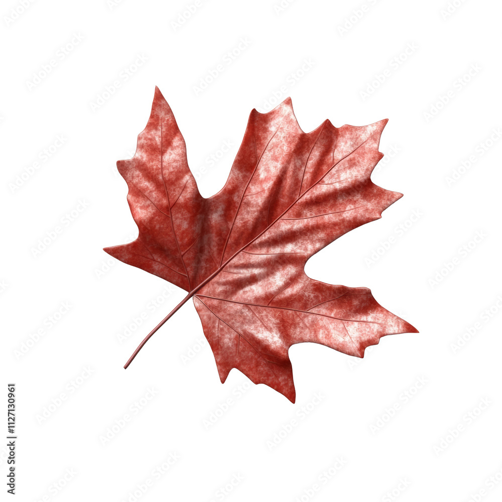 Fototapeta premium a red maple leaf 3d render icon isolated on transparent background cutout