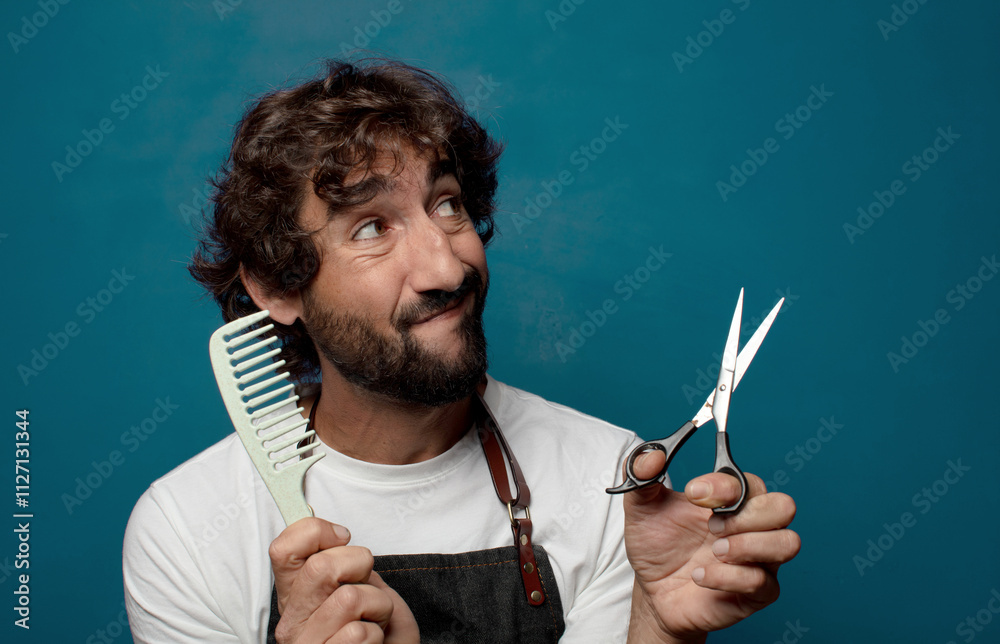 Εκτύπωση καμβά young adult bearded man barber concept