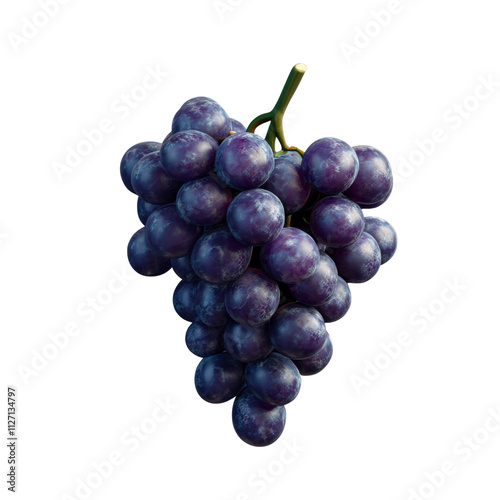 a purple grape bunch 3d render icon isolated on transparent background cutout photo