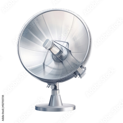 a silver satellite dish 3d render icon isolated on transparent background cutout photo