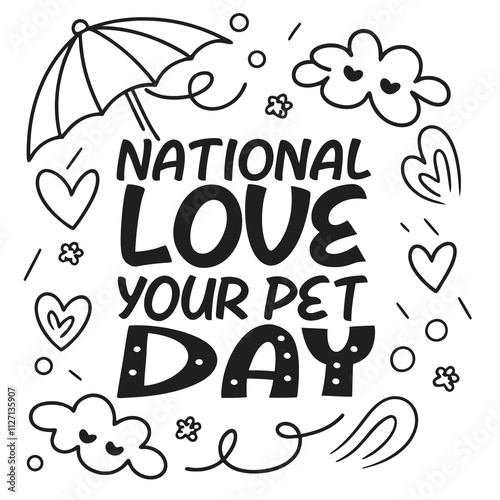 national love your pet day typography t shirt Vector illustration isolated on white background photo