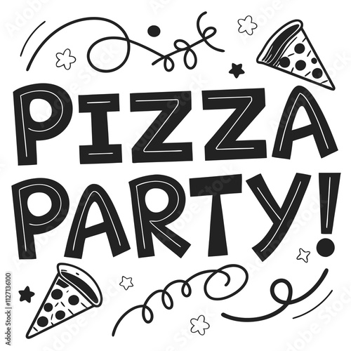 pizza party Vector illustration isolated on white background