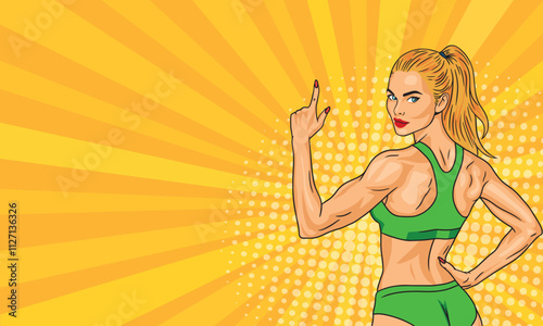 Beautiful fitness girl. in a bright pop art style