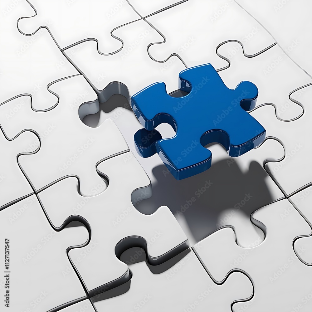 blue puzzle with missing piece Blue puzzle piece and Jigsaw puzzle with missing piece. Missing puzzle pieces