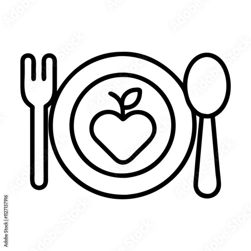 healthy meal icon, singles awareness line art, healthy meal icon - simple black line art icon of heart bracelet, for singles awareness day celebrations. healthy meal vector icon.