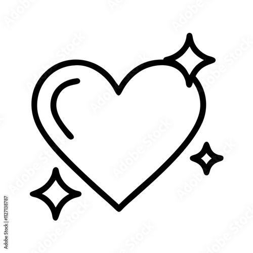 heart with sparkle icon, singles awareness line art, self-love icon - simple black line art icon of heart with sparkle, for singles awareness day celebrations. self-love vector icon.