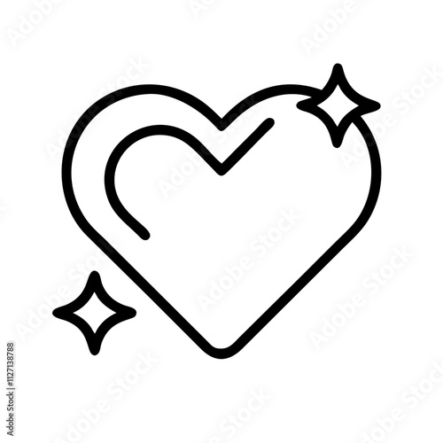 heart with sparkle icon, singles awareness line art, self-love icon - simple black line art icon of heart with sparkle, for singles awareness day celebrations. self-love vector icon.