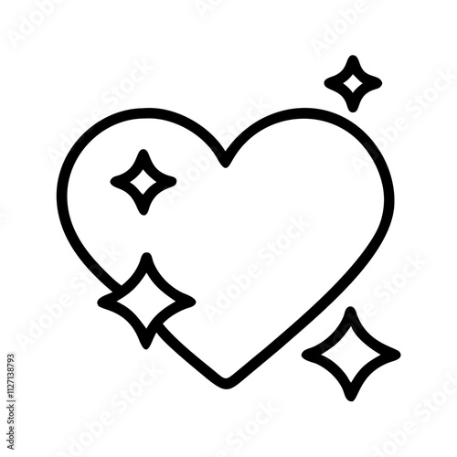 heart with sparkle icon, singles awareness line art, self-love icon - simple black line art icon of heart with sparkle, for singles awareness day celebrations. self-love vector icon.