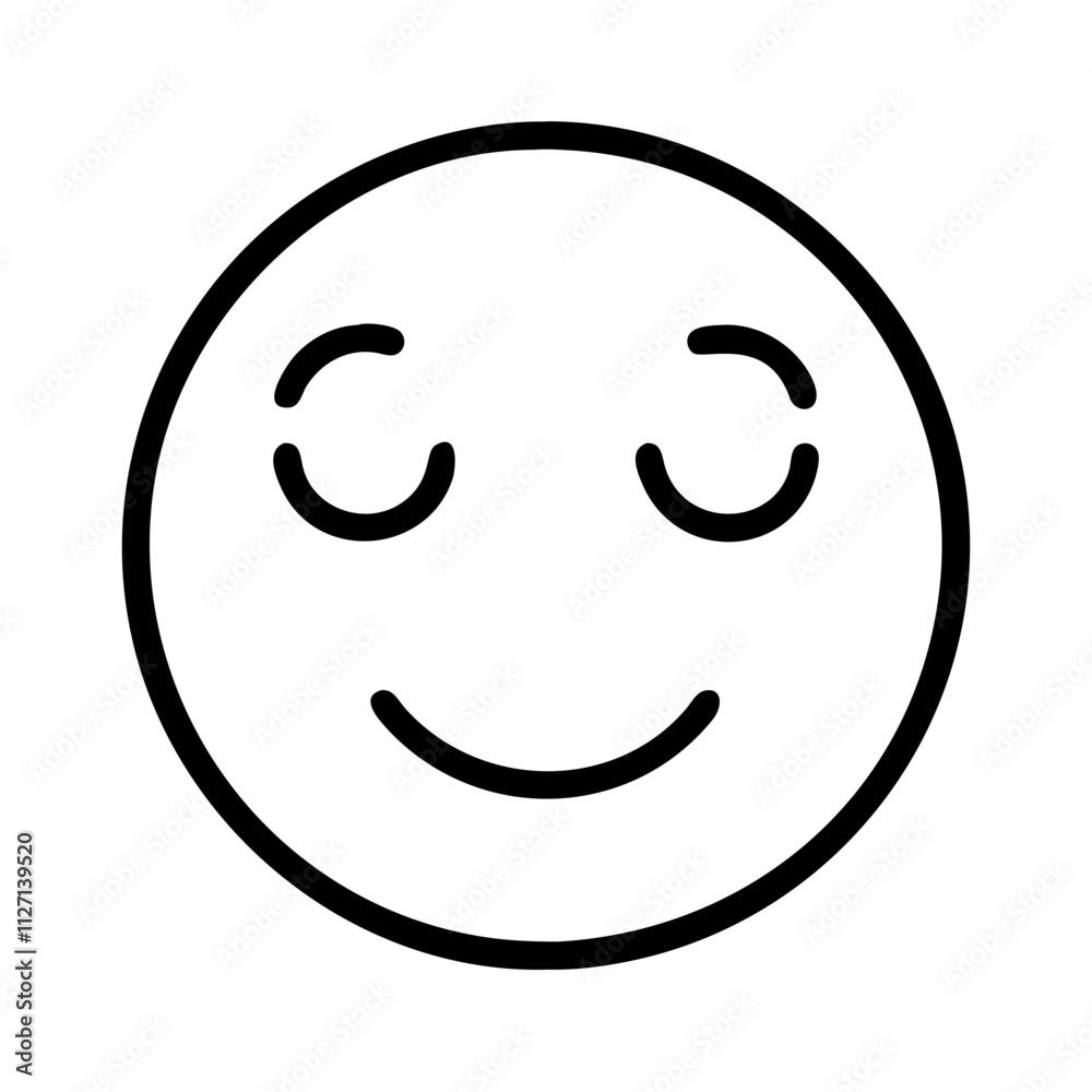 peaceful face emoji icon, singles awareness line art, self-love icon - simple black line art icon of peaceful face emoji, for singles awareness day celebrations. self-love vector icon. peaceful face emoji icon, singles awareness line art, self-love icon - simple black line art icon of peaceful face emoji, for singles awareness day celebrations. self-love vector icon.