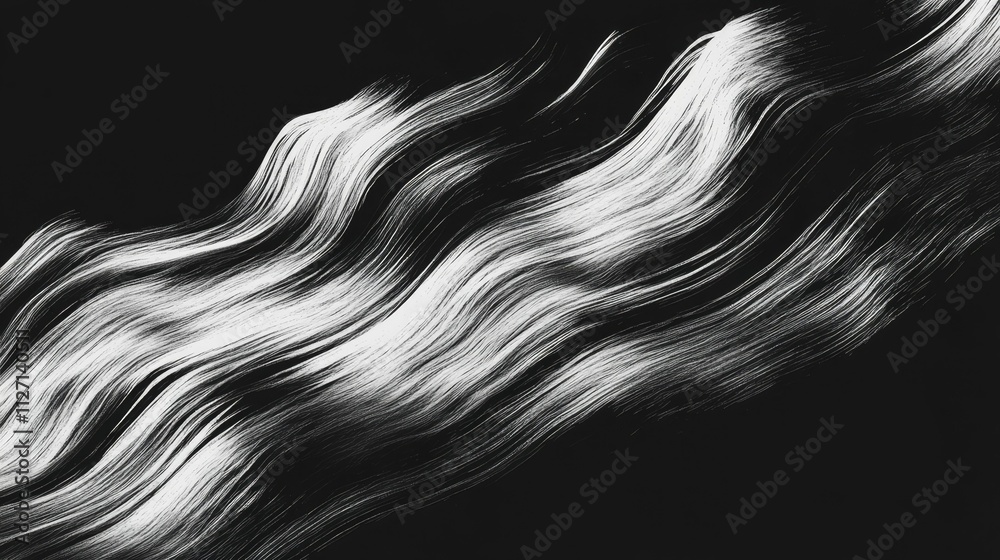 Abstract grayscale waves, flowing, textured strokes. Abstract grayscale waves, flowing, textured strokes.