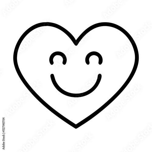 smiling heart icon, singles awareness line art, self-love icon - simple black line art icon of smiling heart, for singles awareness day celebrations. self-love vector icon.