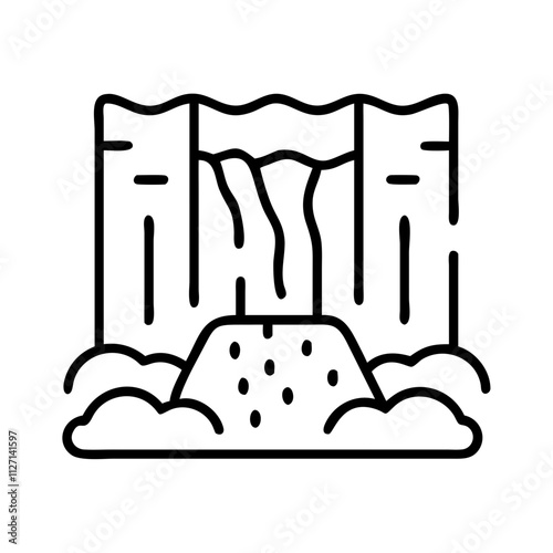 waterfall cleansing icon, singles awareness line art, self-love icon - simple black line art icon of waterfall cleansing, for singles awareness day celebrations. self-love vector icon.