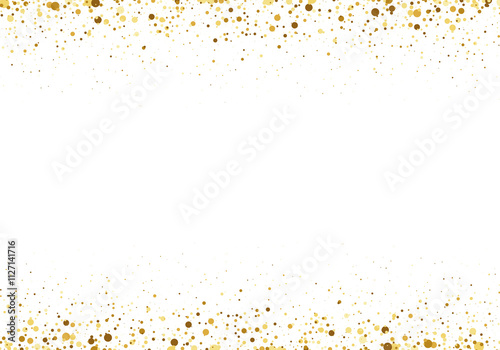 Scattered gold particles in the shape of a frame. A festive design element.
