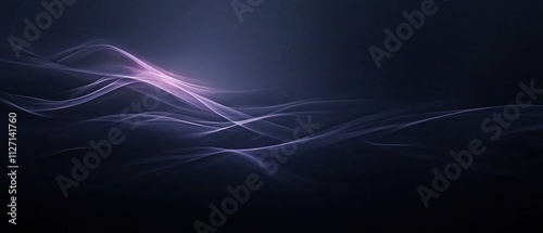 Wallpaper Mural Abstract digital art piece with a dark blue background. the focal point of the image is a long, wavy line that appears to be made up of thin, light purple lines that create a wave-like pattern. Torontodigital.ca